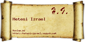Hetesi Izrael névjegykártya